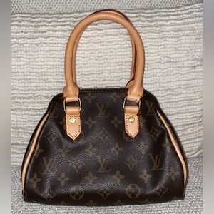 Designer Monogram Mini Ribera Handbag W Gold Tone Zipper/Lock
